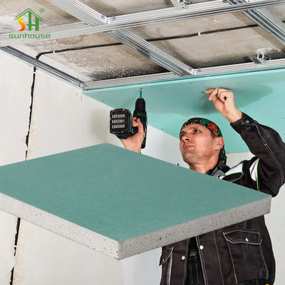 ভালো দাম বাথরুম রান্নাঘরের জন্য 4x8 15 মিমি আর্দ্রতা প্রতিরোধী প্লাস্টারবোর্ড ফায়ার রেট অনলাইন